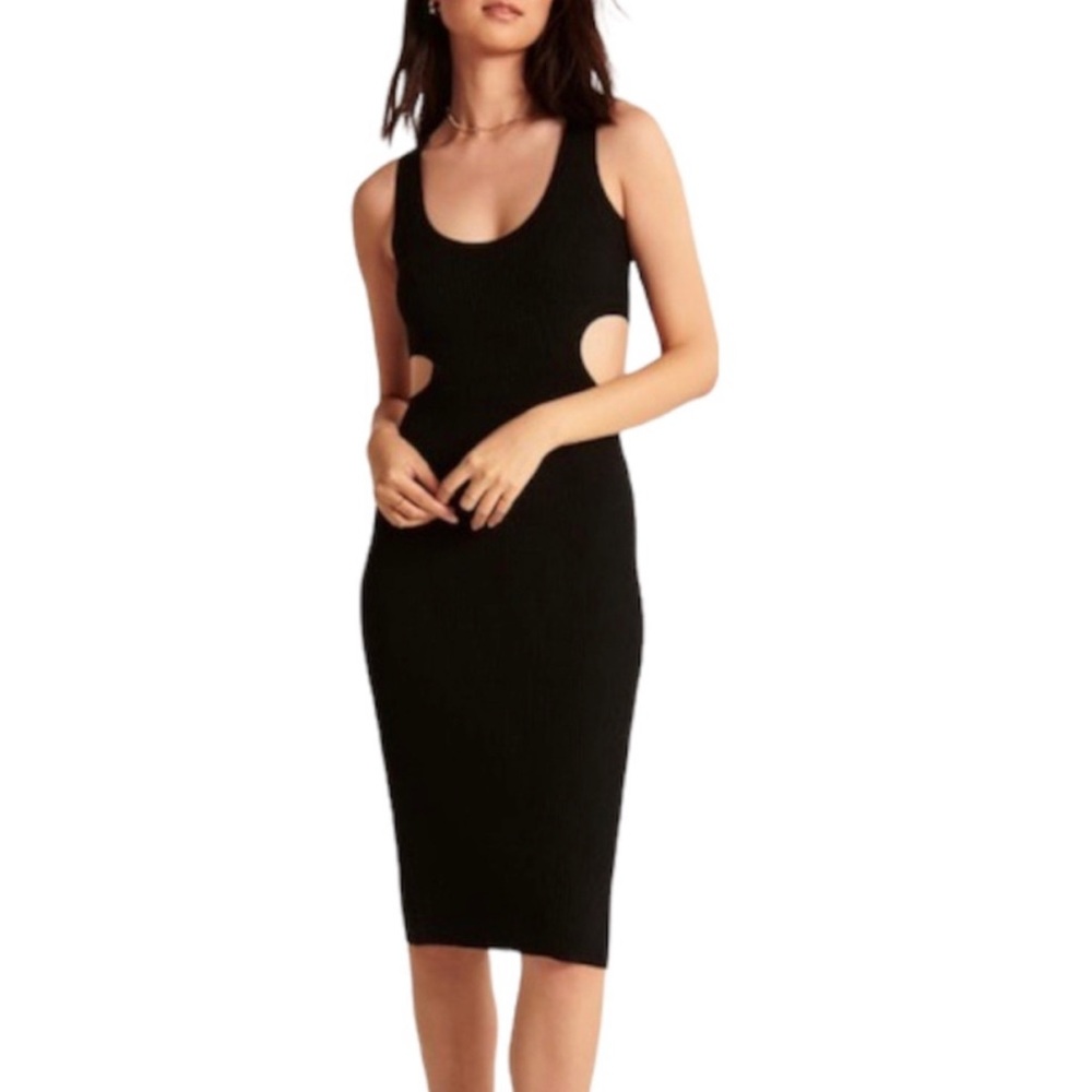 NWT Abercrombie and Fitch - Black Cutout Elevated Knit Midi Dress